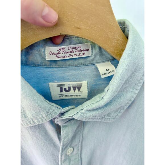 Vintage Light Denim Chambray Single Stitch Button Up- Size Women's Med, USA Made - Picture 2 of 5